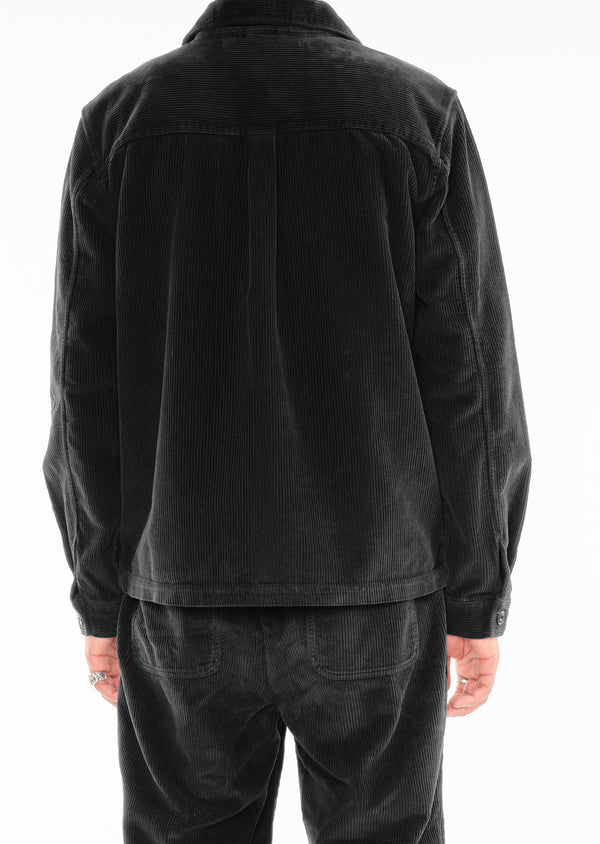 Albam Chore Cord Jacket In Washed Black