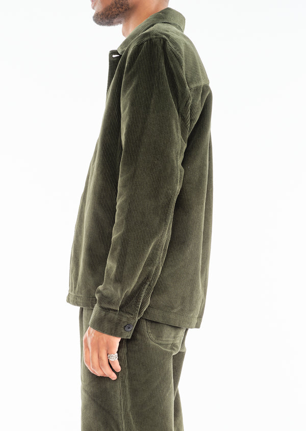 Albam Chore Cord Jacket In Washed Green