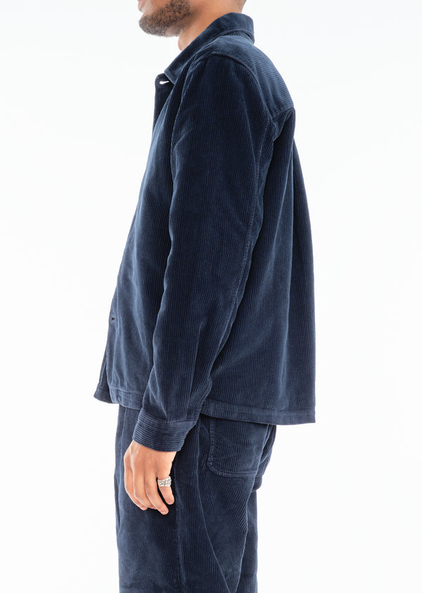 Albam Chore Cord Jacket In Washed Navy