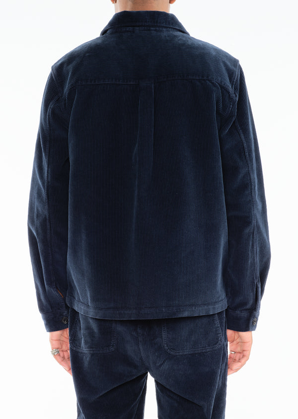 Albam Chore Cord Jacket In Washed Navy