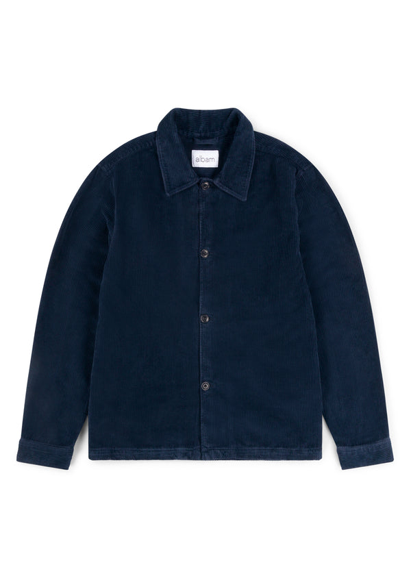 Albam Chore Cord Jacket In Washed Navy