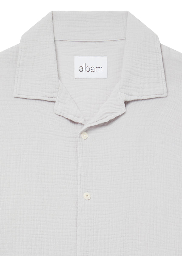 Albam Crinkle Holiday Shirt In Light Grey
