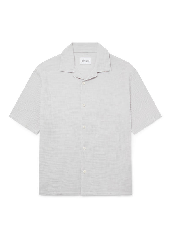 albam Crinkle Holiday Shirt in Light Grey