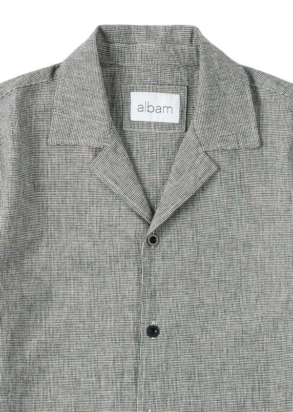 Albam Houndstooth Fenton Shirt In Black & Ecru