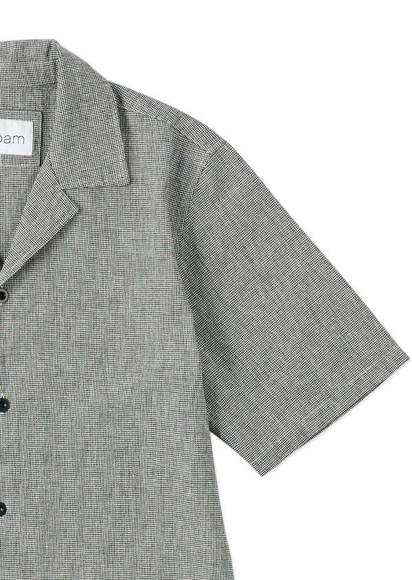 Albam Houndstooth Fenton Shirt In Black & Ecru