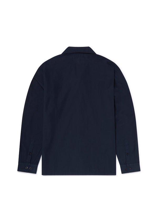 Albam Long Sleeve Revere Poplin Shirt In Dark Navy