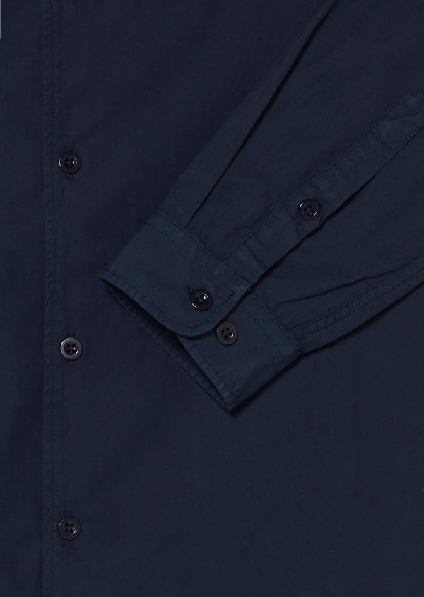 Albam Long Sleeve Revere Poplin Shirt In Dark Navy