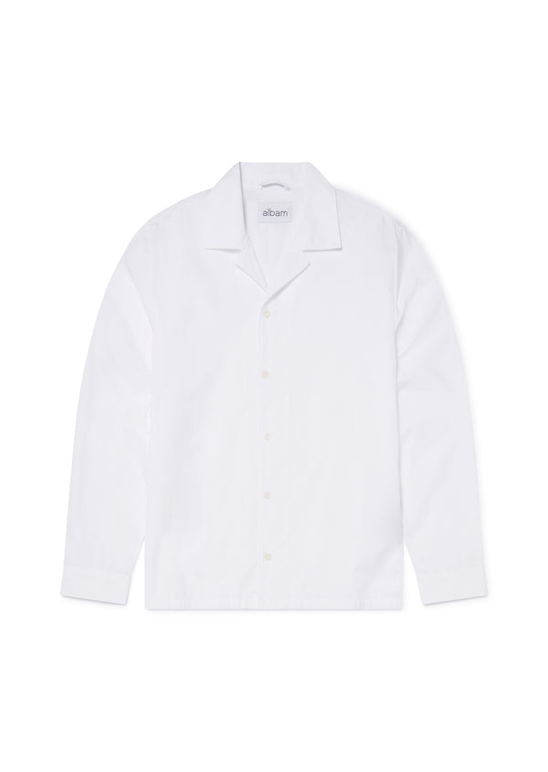 albam Long Sleeve Revere Poplin Shirt in White