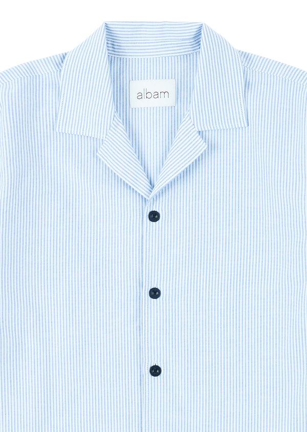 Albam Oxford Stripe Fenton Shirt In Pale Blue