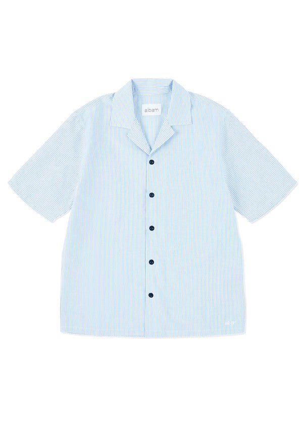 albam Oxford Stripe Fenton Shirt in Pale Blue