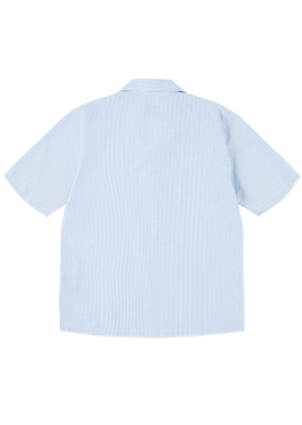 Albam Oxford Stripe Fenton Shirt In Washed Blue