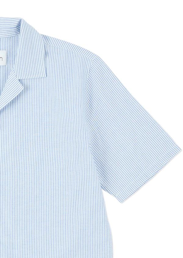 Albam Oxford Stripe Fenton Shirt In Washed Blue