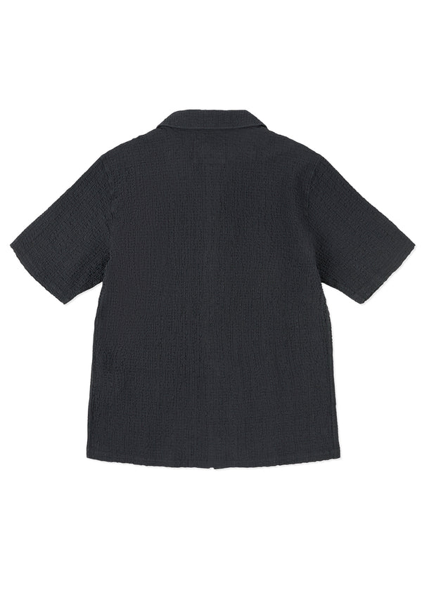 Albam Seersucker Fenton Shirt In Black