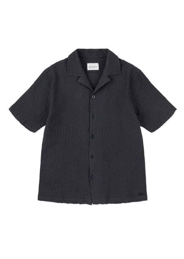 albam Seersucker Fenton Shirt in Black