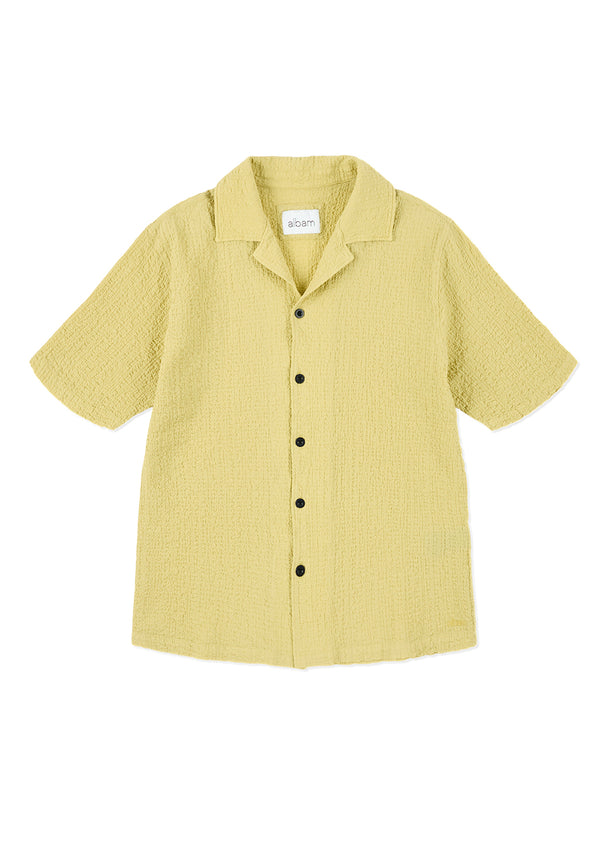 albam Seersucker Fenton Shirt in Vintage Khaki