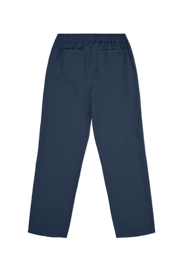 Albam Seersucker Judd Trousers In Dark Navy