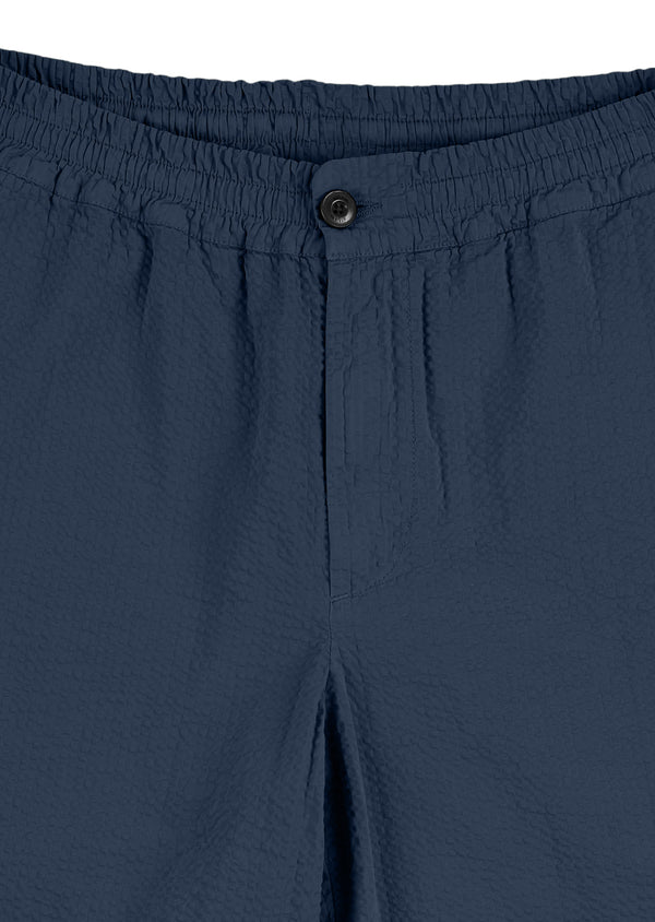 Albam Seersucker Judd Trousers In Dark Navy