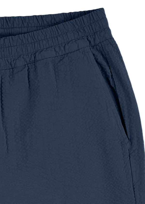 Albam Seersucker Judd Trousers In Dark Navy