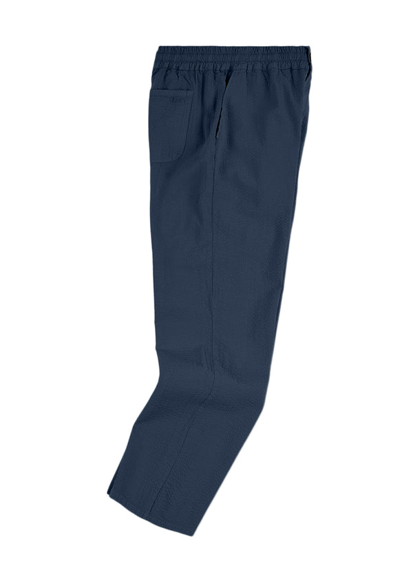albam Seersucker Judd Trousers in Dark Navy