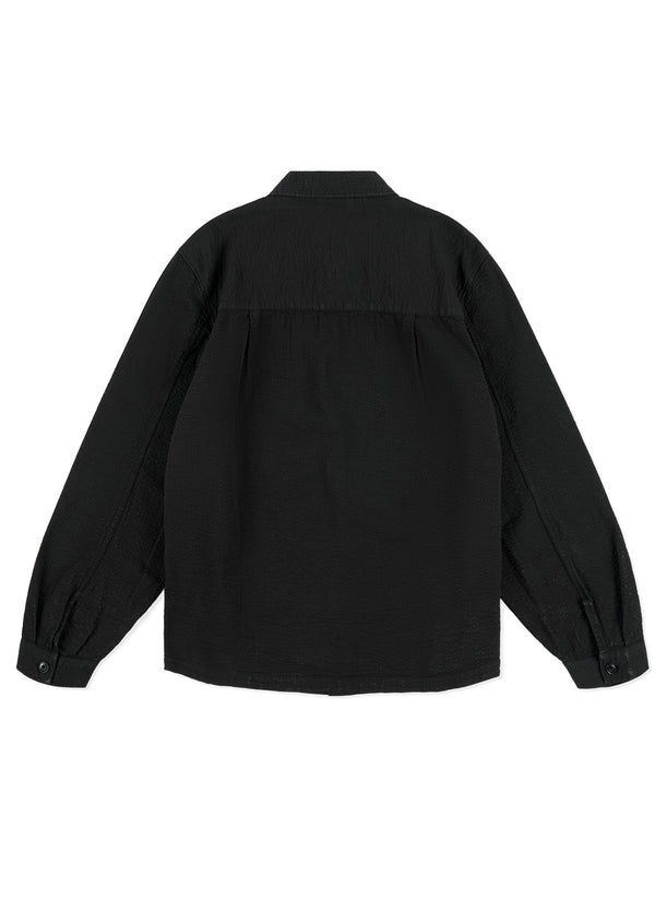 Albam Seersucker Modern Overshirt In Black