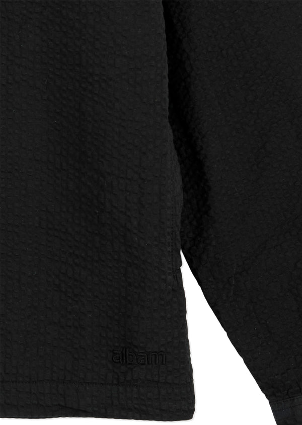 Albam Seersucker Modern Overshirt In Black