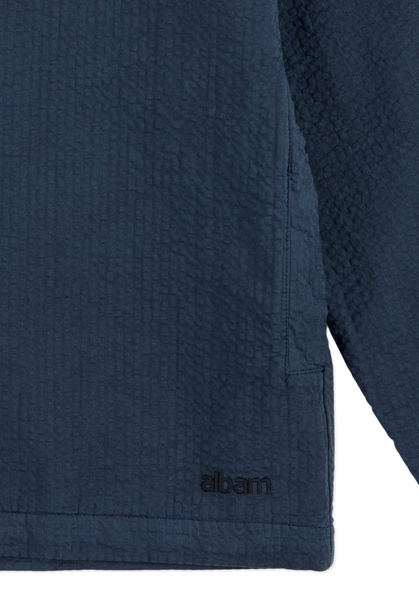Albam Seersucker Modern Overshirt In Dark Navy