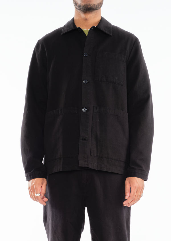 Albam Twill Work Shirt In Black