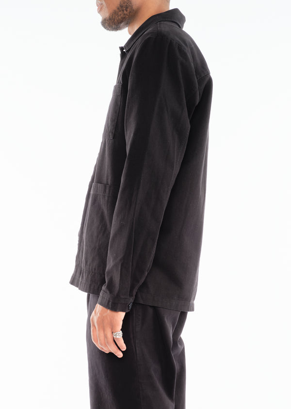 Albam Twill Work Shirt In Black