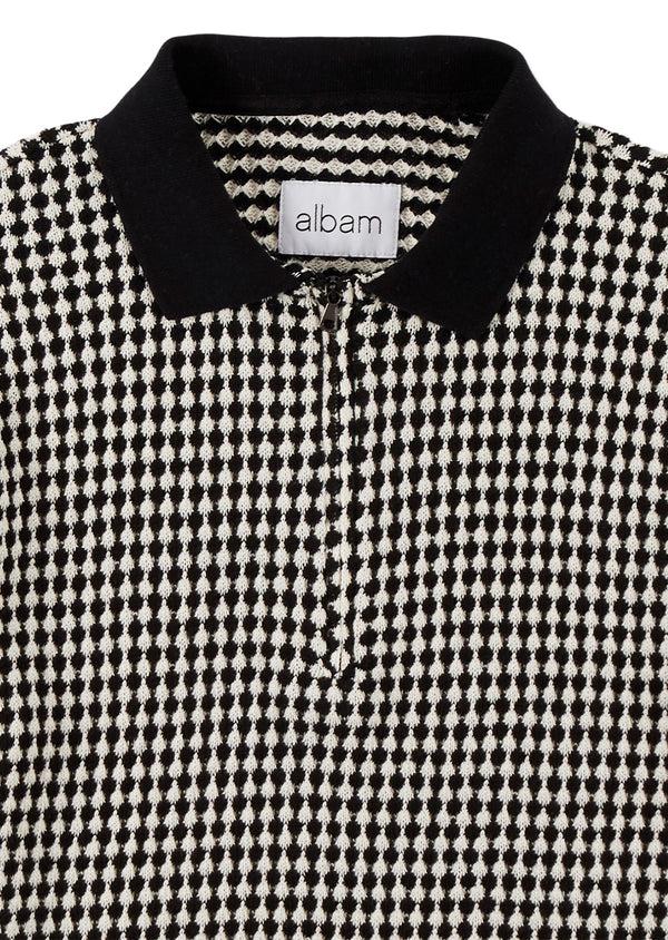 Albam Zip Collared Top In Ecru
