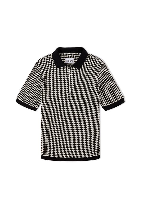 albam Zip Collared Top in Ecru