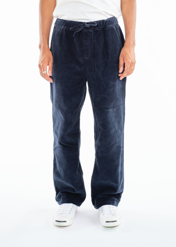 Albam Simple Cord Drawstring Trouser In Washed Navy