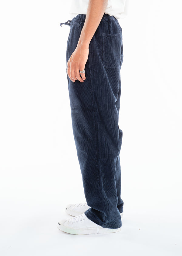 Albam Simple Cord Drawstring Trouser In Washed Navy