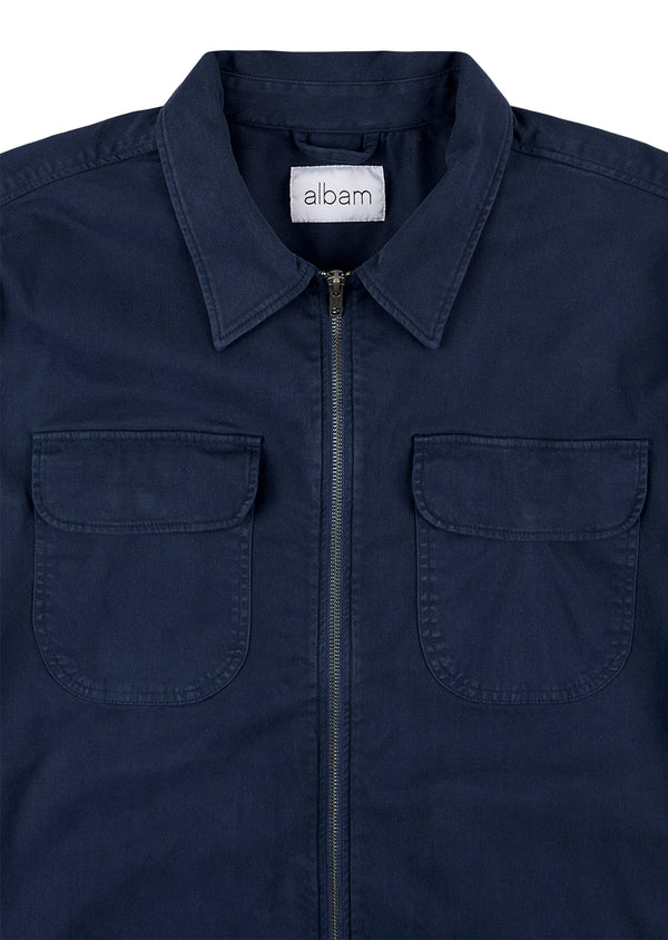 Albam Soft Touch Cotton Clarence Jacket In Dark Navy