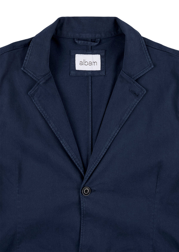 Albam Soft Touch Cotton Fairfax Blazer In Dark Navy