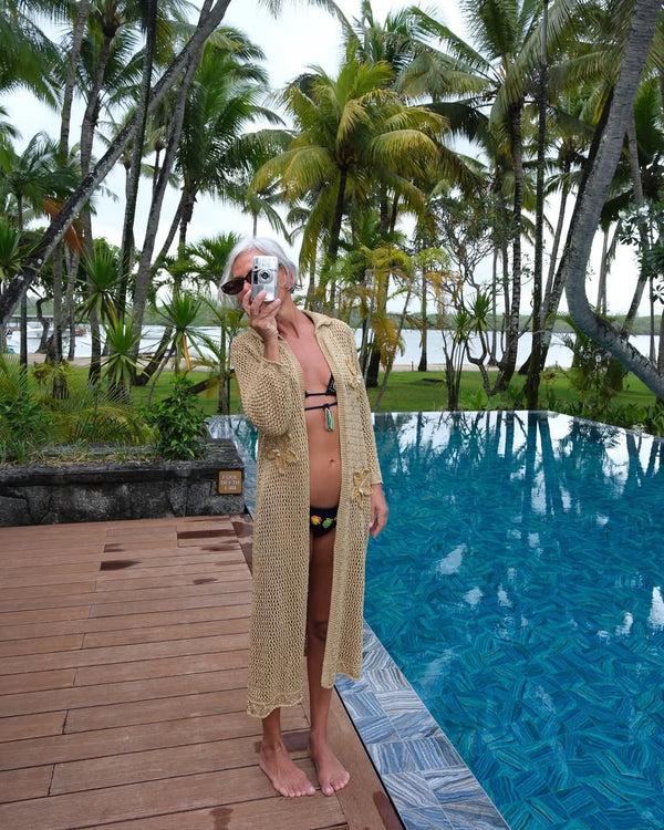 Alameda Turquesa LONG CROCHET GOLD JACKET