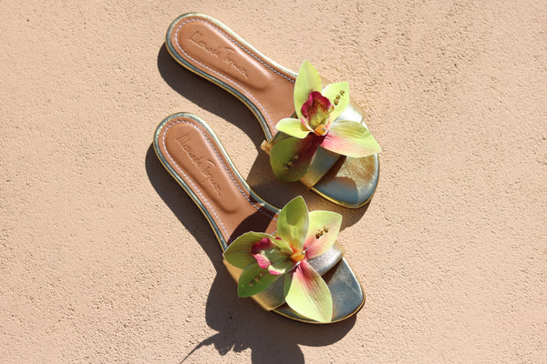 Alameda Turquesa MARTHA GOLD FLOWER SLIDES