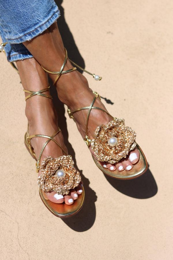 Alameda Turquesa MEREDITH CROCHET FLOWER SANDALS