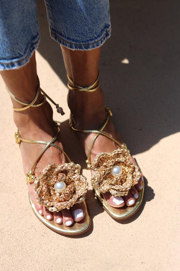 Alameda Turquesa MEREDITH CROCHET FLOWER SANDALS