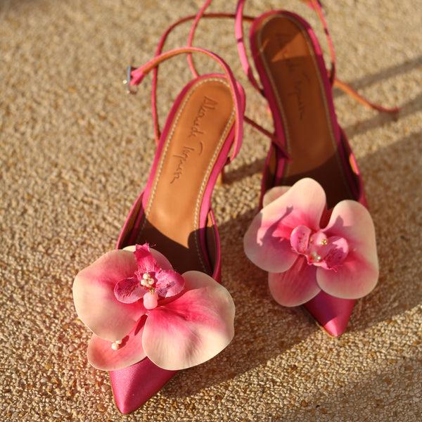 Alameda Turquesa MIRABEL PINK SATIN PUMPS