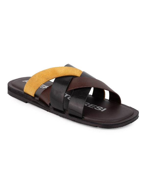 Alberto Torresi Alberto Torresi 271 Trendy Non Stitched Strap Leather Men Slippers
