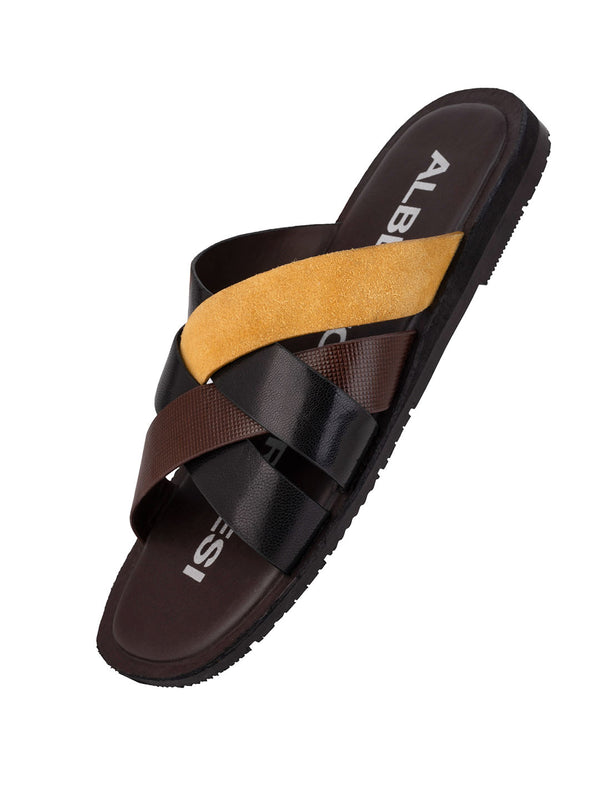 Alberto Torresi Alberto Torresi 271 Trendy Non Stitched Strap Leather Men Slippers