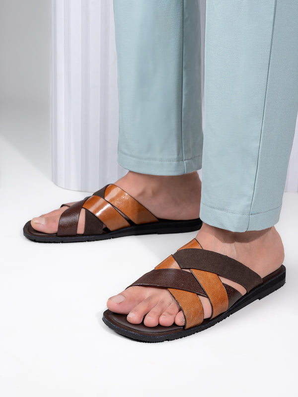 alberto torresi Alberto Torresi 271 Trendy Non Stitched Strap Leather Slippers