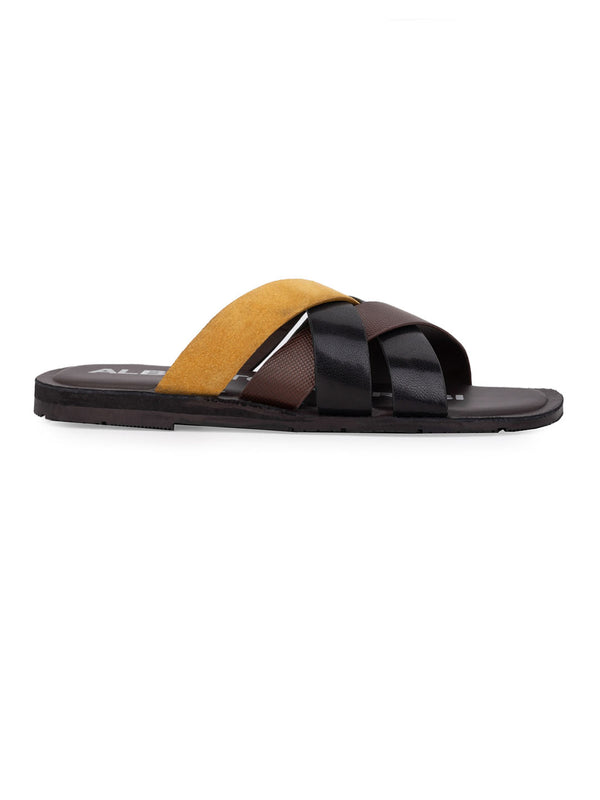 Alberto Torresi Alberto Torresi 271 Trendy Non Stitched Strap Leather Men Slippers