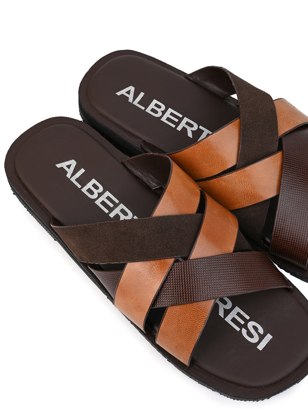 Alberto Torresi Alberto Torresi 271 Trendy Non Stitched Strap Leather Slippers