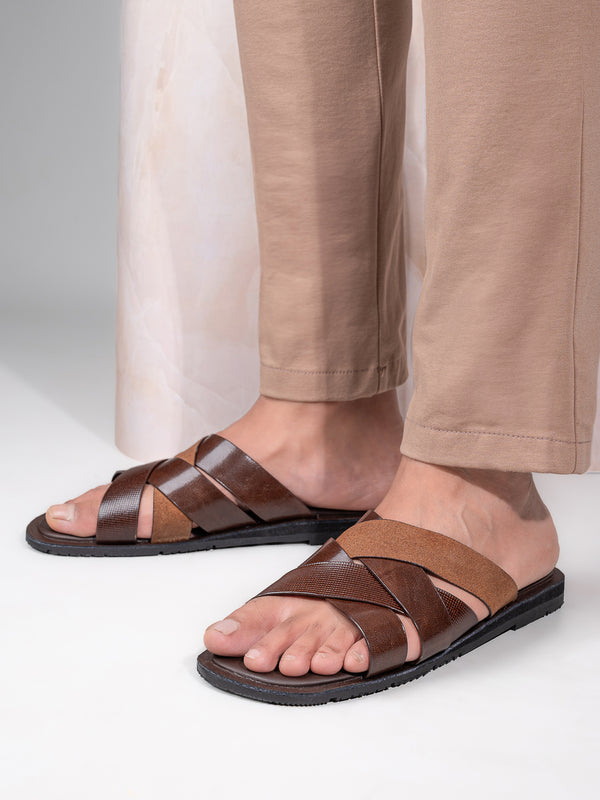 alberto torresi Alberto Torresi 271 Trendy Non Stitched Strap Leather Slippers