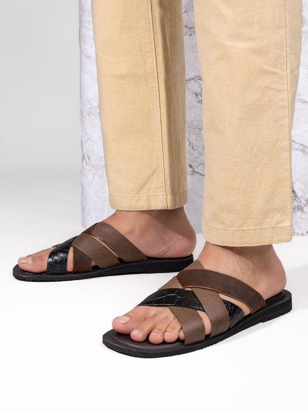 alberto torresi Alberto Torresi 272 Trendy Non Stitched Strap Leather Slippers