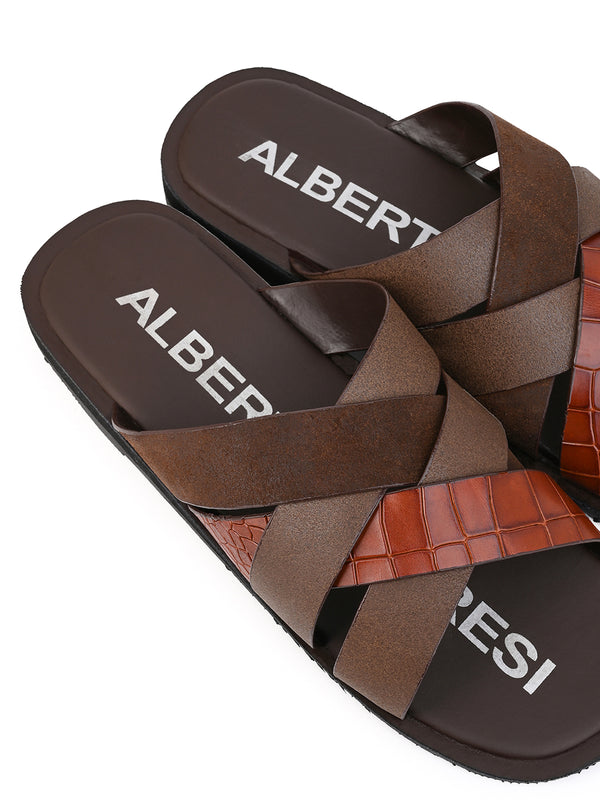 Alberto Torresi Alberto Torresi 272 Trendy Non Stitched Strap Leather Slippers