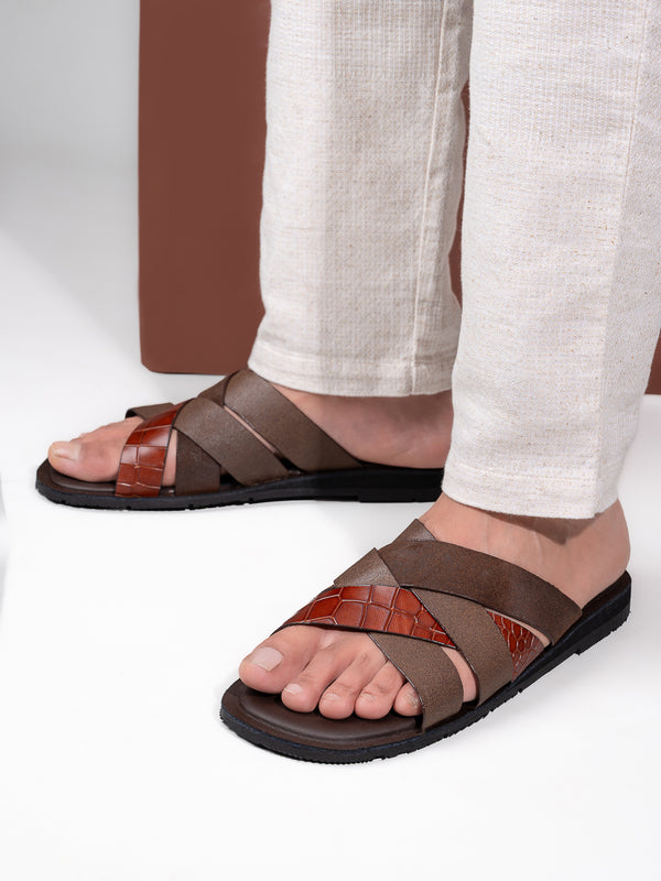 alberto torresi Alberto Torresi 272 Trendy Non Stitched Strap Leather Slippers