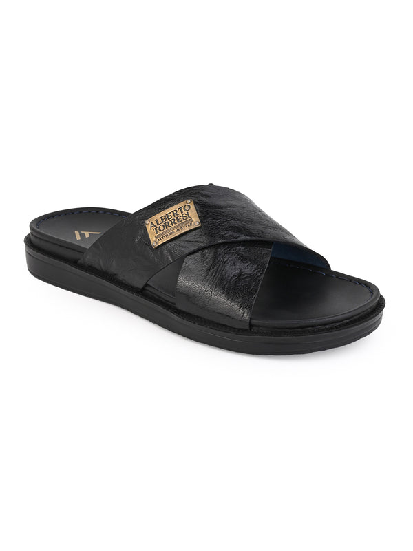 Alberto Torresi Alberto Torresi Barleta Black Leather Men Slippers