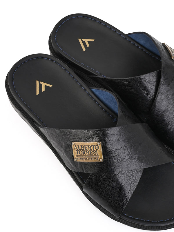 Alberto Torresi Alberto Torresi Barleta Black Leather Men Slippers
